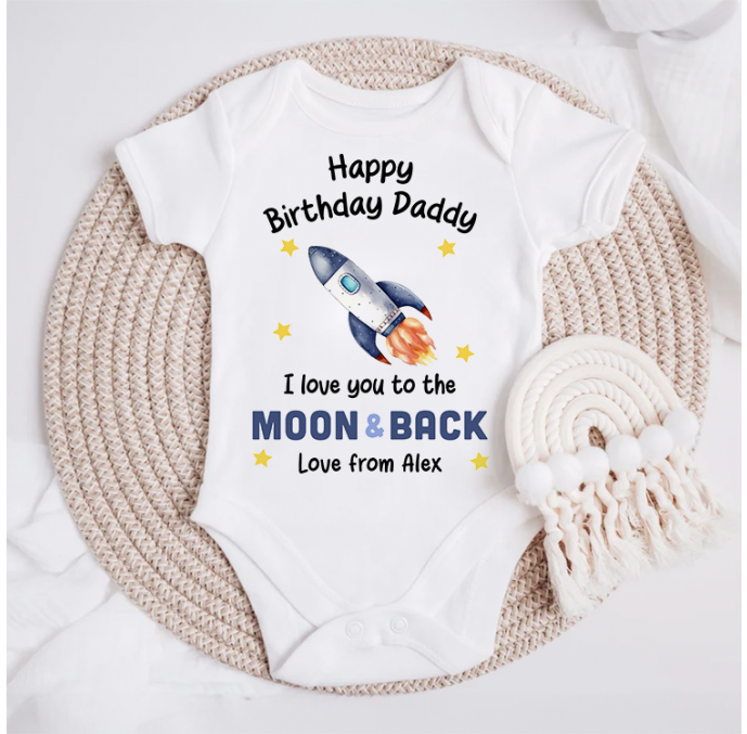 Personalised Happy Birthday Daddy Baby Grow