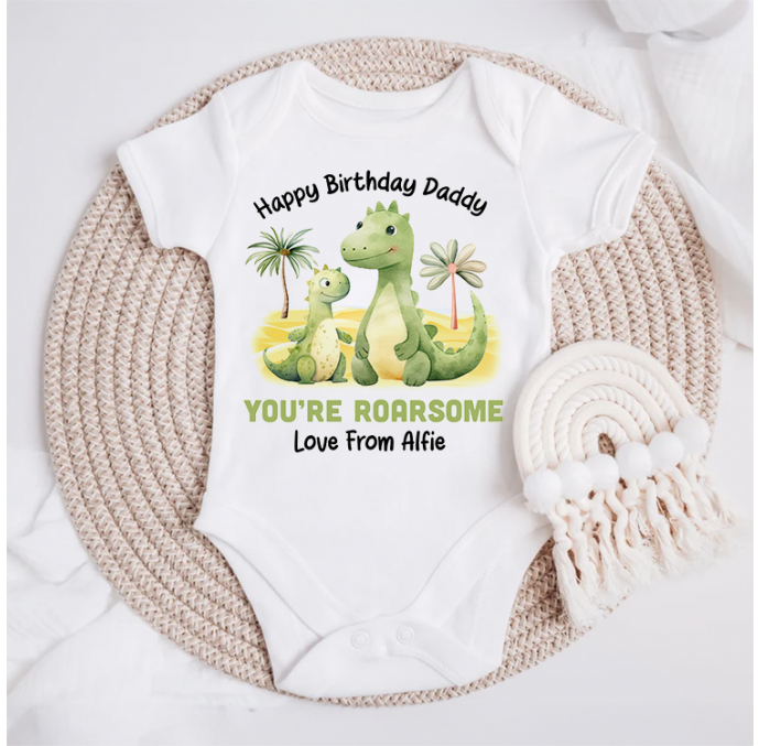 Personalised Happy Birthday Daddy Baby Grow