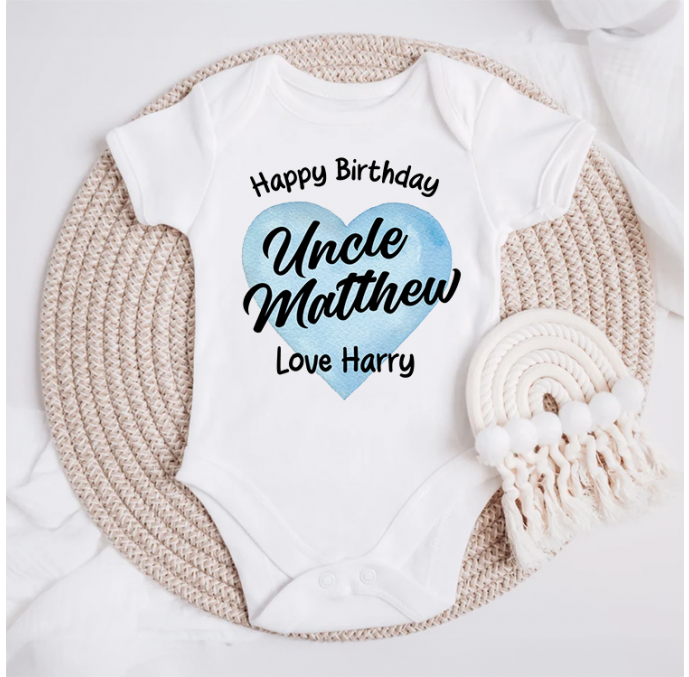 Personalised Happy Birthday Uncle Baby Grow