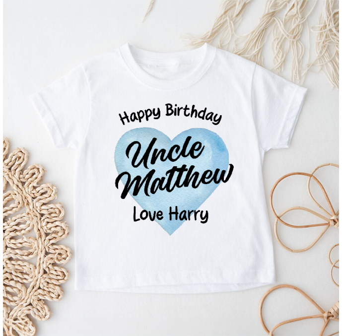 Personalised Happy Birthday Uncle Kids T Shirt