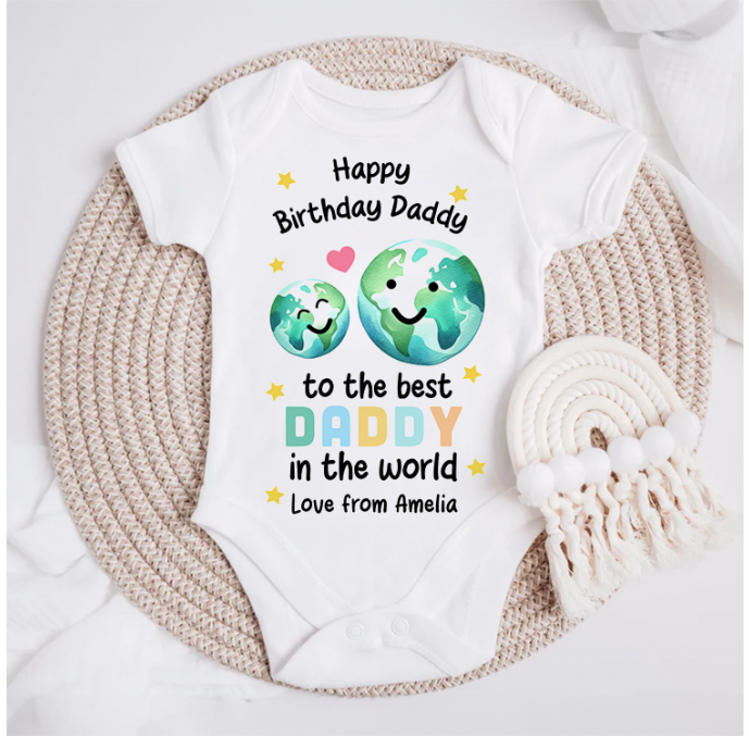 Personalised Happy Birthday Daddy Baby Grow