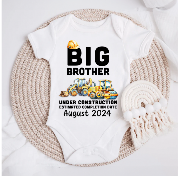 Personalised Big Brother Under Construction Baby Grow