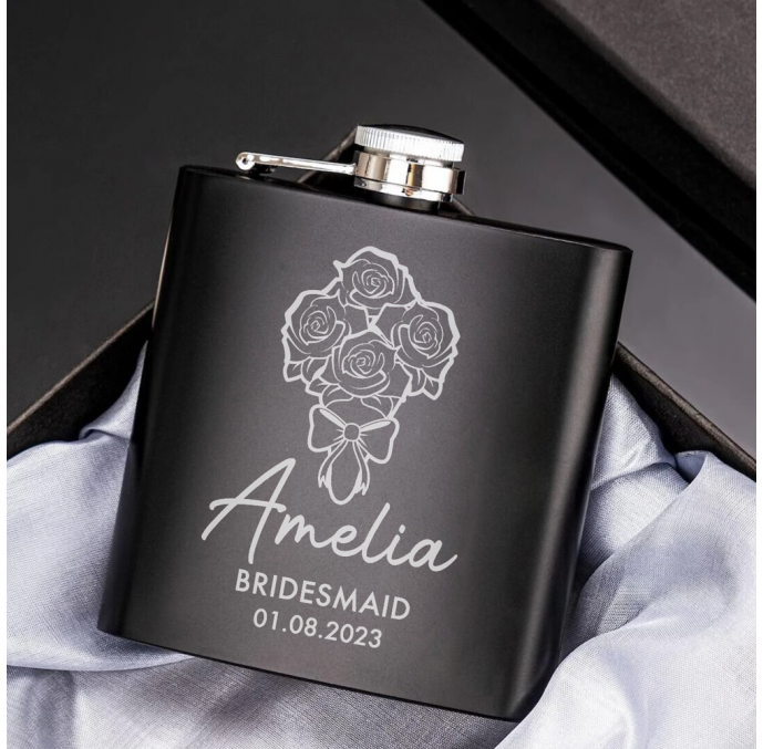 Bouquet of Roses Hip Flask