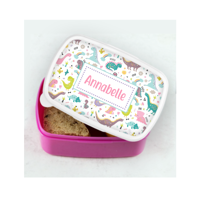 Personalised Colourful Dinosaur Lunch Box