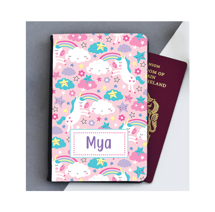 Personalised Colourful Unicorn Passport Cover