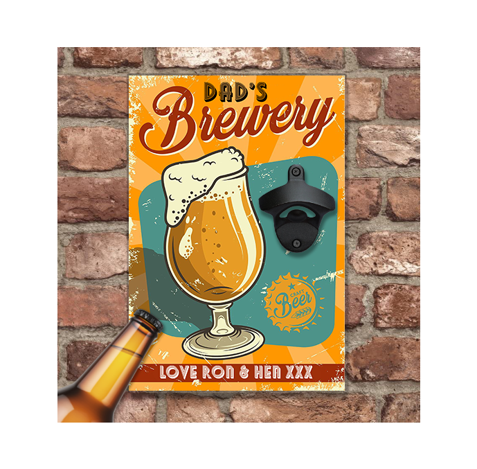 Personalised Dads Brewery Wall Mounted Bottle Opener