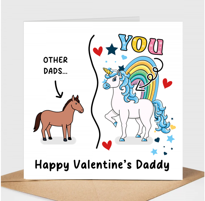 Valentine's Daddy Unicorn Card