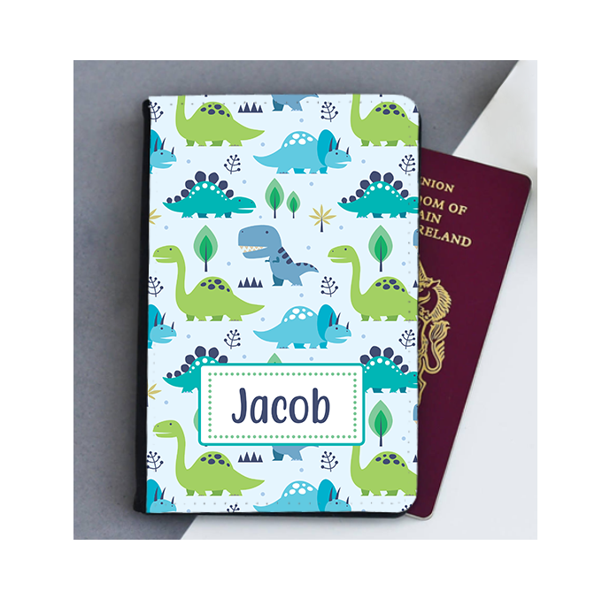 Personalised Dinosaur Boys Passport Cover