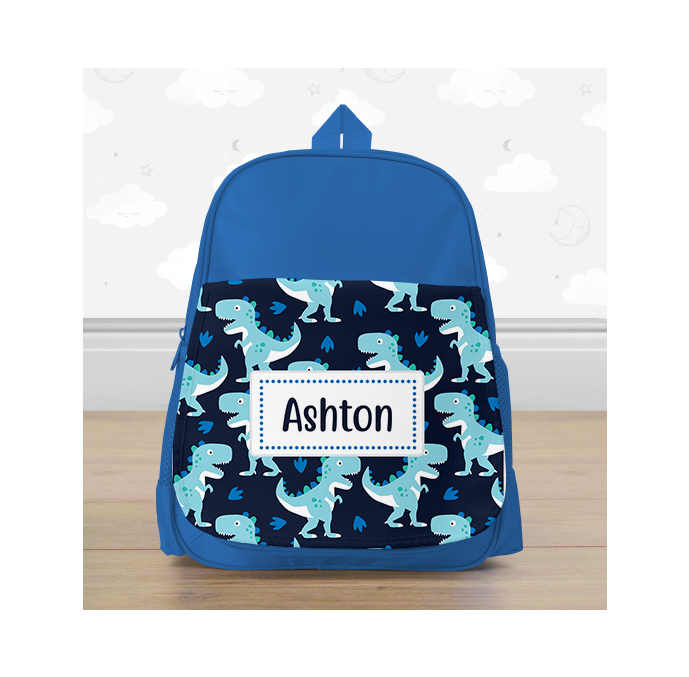 Personalised Dinosaur Dark Blue Mini Backpack