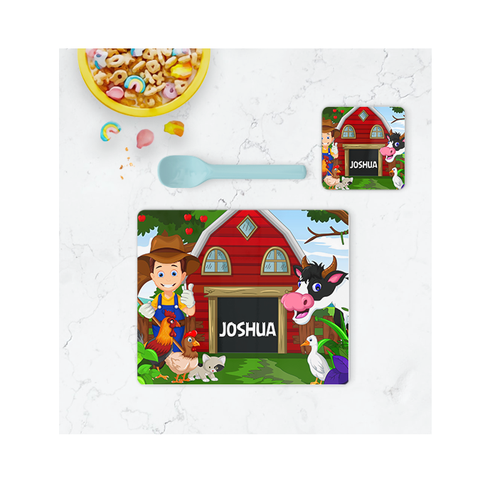 Personalised Farm Placemat & Coaster