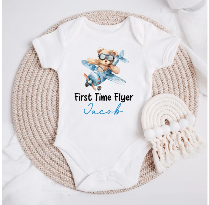 Personalised First Time Flyer Baby Grow