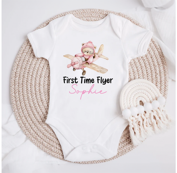 Personalised First Time Flyer Baby Grow