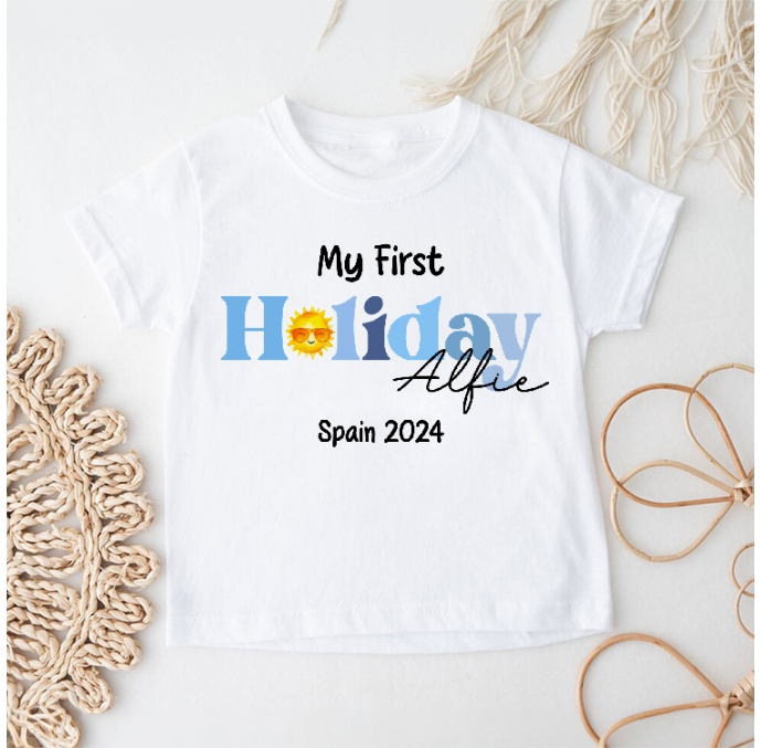 Personalised My First Holiday Kids T Shirt