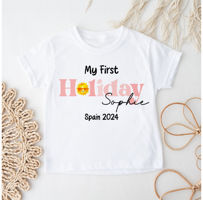 Personalised My First Holiday Kids T Shirt