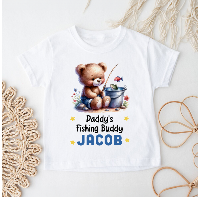 Personalised Daddy's Fishing Buddy Kids T Shirt