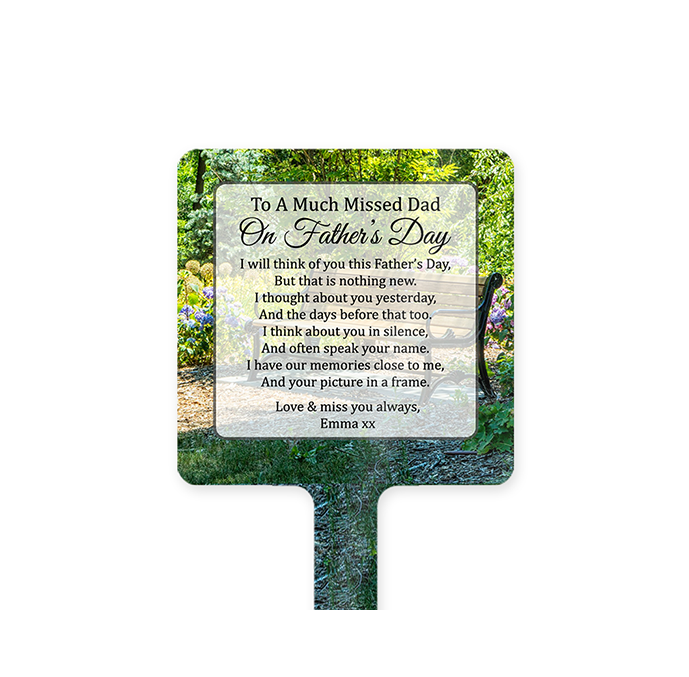 Personalised Garden Bench Fathers Day Memorial Stake