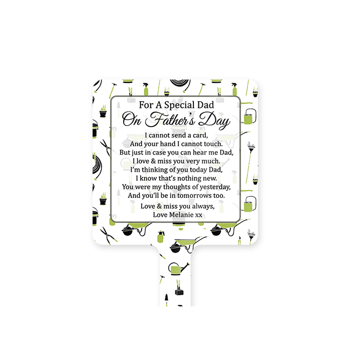Personalised Gardening Fathers Day Memorial Stake