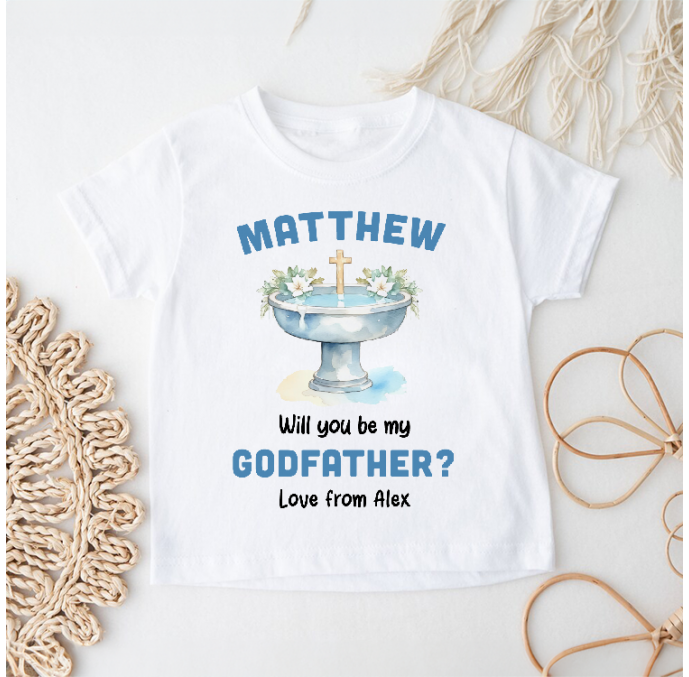 Personalised Will You Be My Godfather Kids T Shirt