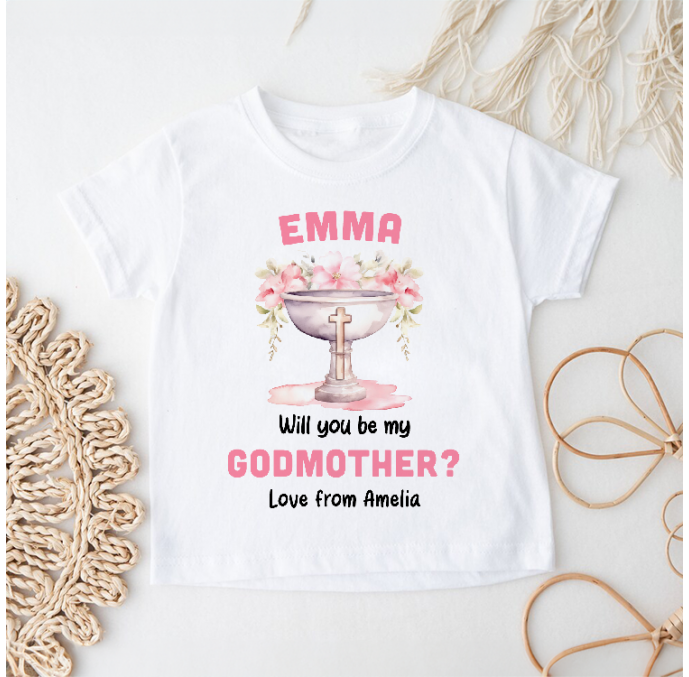 Personalised Will You Be My Godmother Kids T Shirt