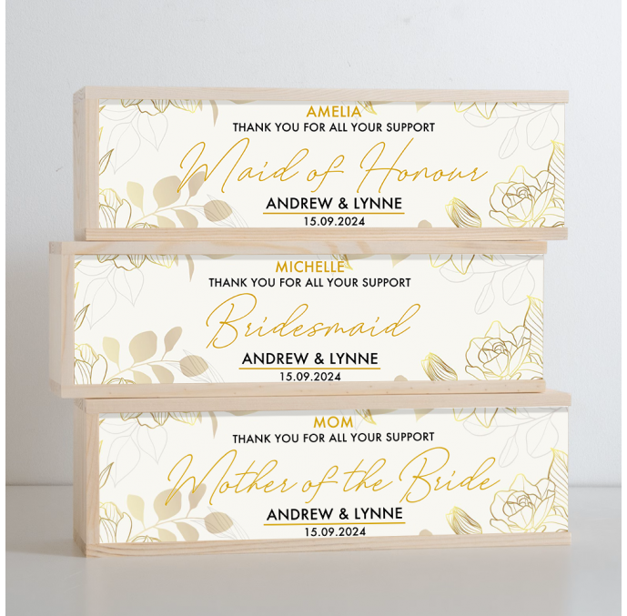 Gold Floral Wine Box
