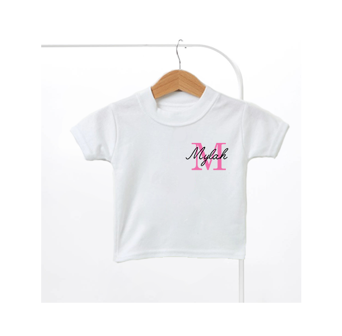 Personalised Pink Name & Initial Kids T-Shirt