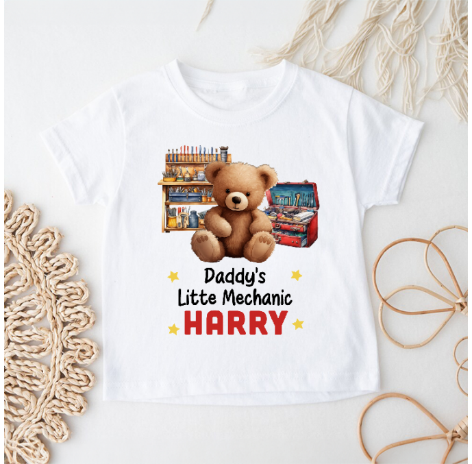 Personalised Daddy's Little Mechanic Kids T Shirt