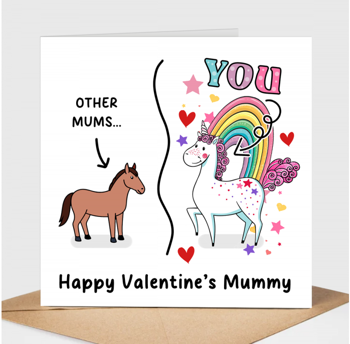 Valentine's Mummy Unicorn Card