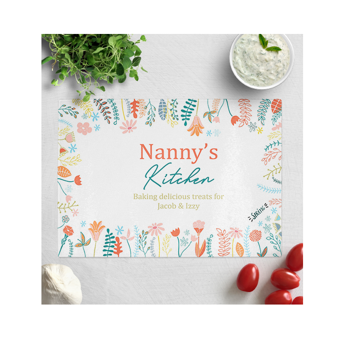 Personalised Nannys Kitchen Glass Chopping Board