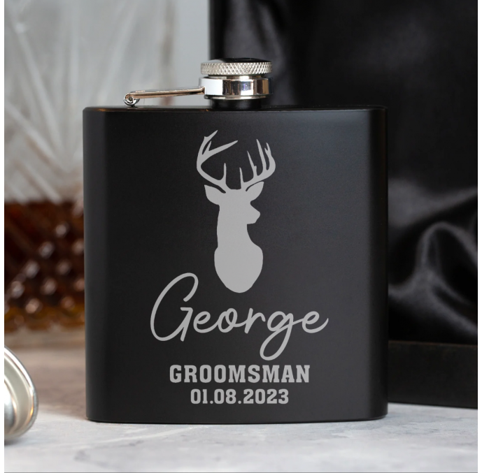 Stags Head Hip Flask