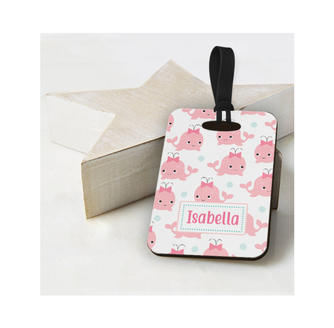 Personalised Pink Whale Luggage Tag