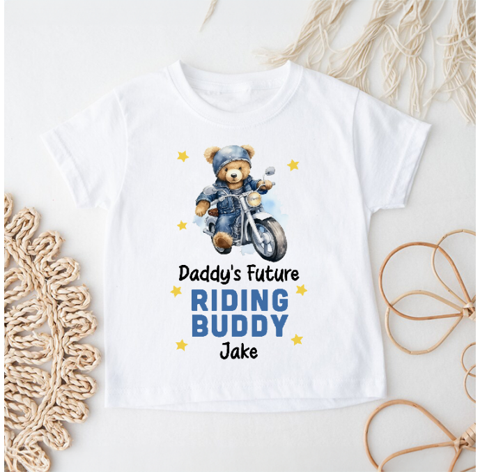 Personalised Daddy's Future Riding Buddy Kids T Shirt