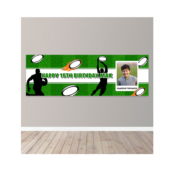 Personalised Rugby Birthday Photo Upload Banner
