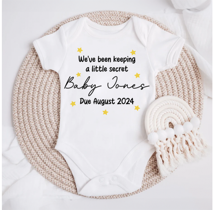 Personalised We've Been Keeping A Little Secret Baby Grow