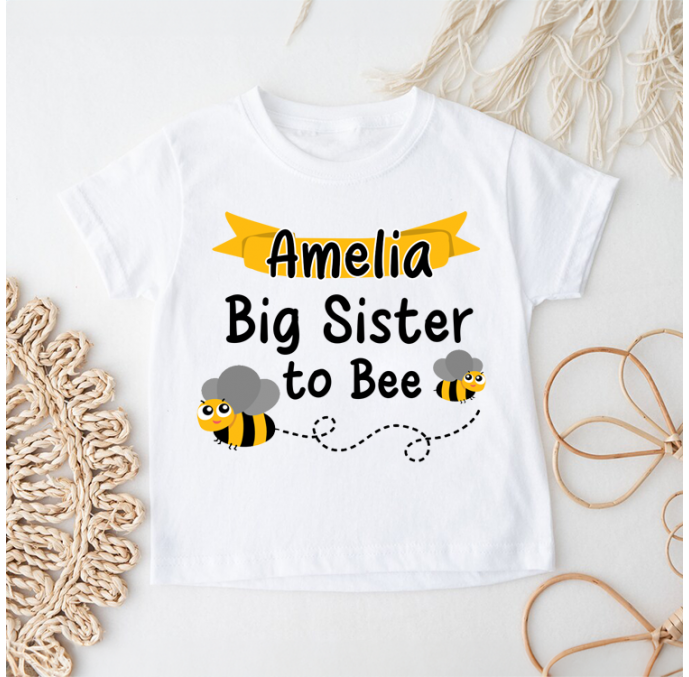 Personalised Big Sister To Bee Kids T Shirt