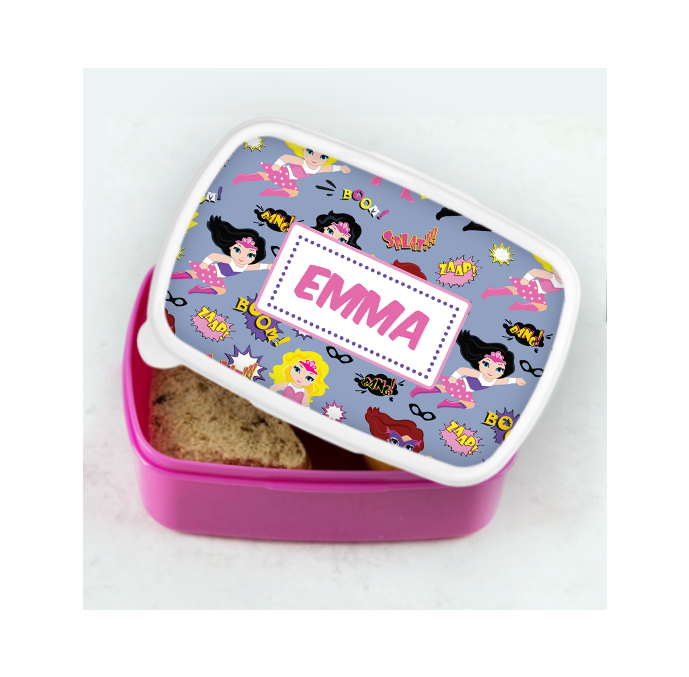 Personalised Superhero Girls Lunch Box