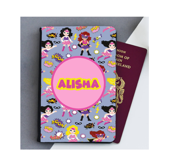 Personalised Superhero Girls Passport Cover