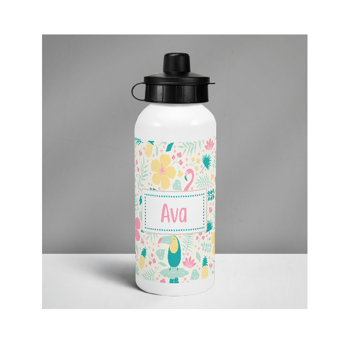 Personalised Tropical Animals Drinks Bottle Girls