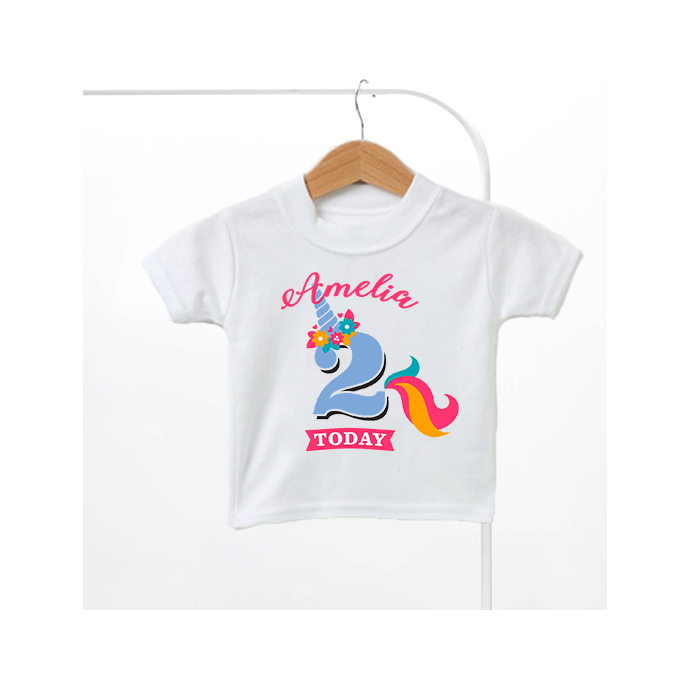 Personalised Unicorn Birthday Kids T-Shirt