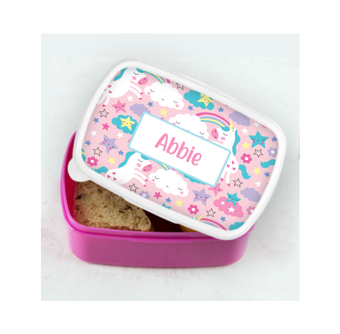 Personalised Colourful Unicorn Lunch Box