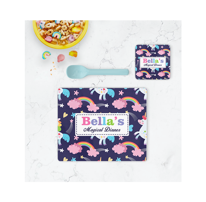 Personalised Unicorn Magical Dinner Placemat & Coaster