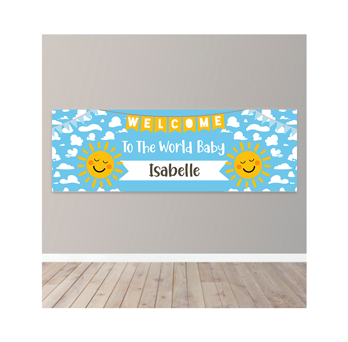 Personalised Welcome To The World Baby Birthday Banner