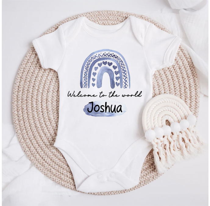 Personalised Welcome To The World Baby Grow