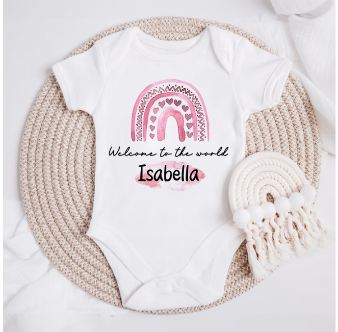 Personalised Welcome To The World Baby Grow