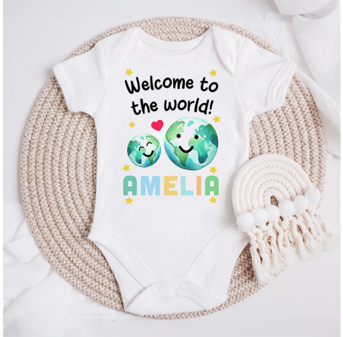 Personalised Welcome To The World Baby Grow