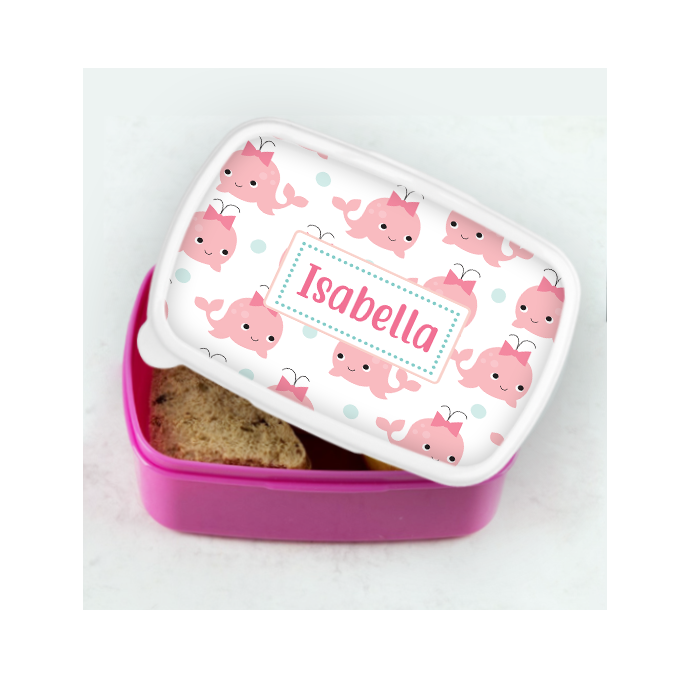 Personalised Pink Whale Lunch Box
