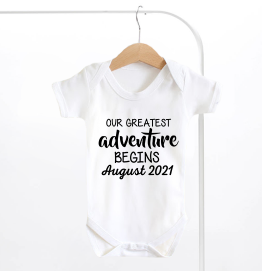 Personalised Our Greatest Adventure Begins Baby Grow