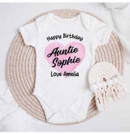 Personalised Happy Birthday Auntie Baby Grow