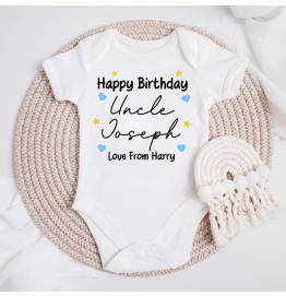 Personalised Happy Birthday Uncle Baby Grow