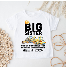 Personalised Big Sister Under Construction Kids T Shirt