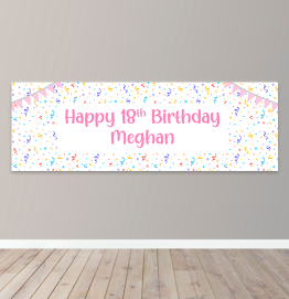 Personalised Girls Happy Birthday Banner